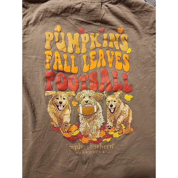 Simply Southern Long Sleeve Tshirt Pumpkins Fall Football Dogs Youth Medium - Picture 1 of 5